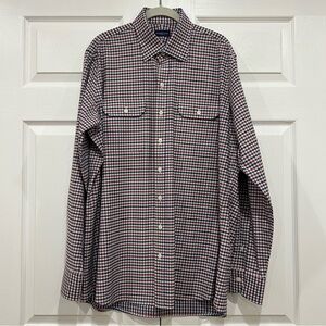 PROPER CLOTH Performance Red Blue Gingham Pocket Casual Button Down Mens Size XL